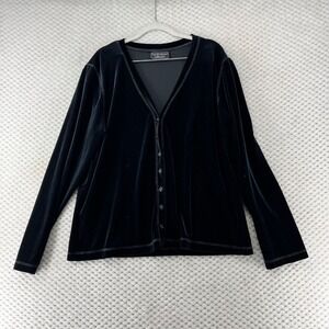 Carol Anderson Collection Velvet Cardigan Button Front Top‎ Black Plus Size